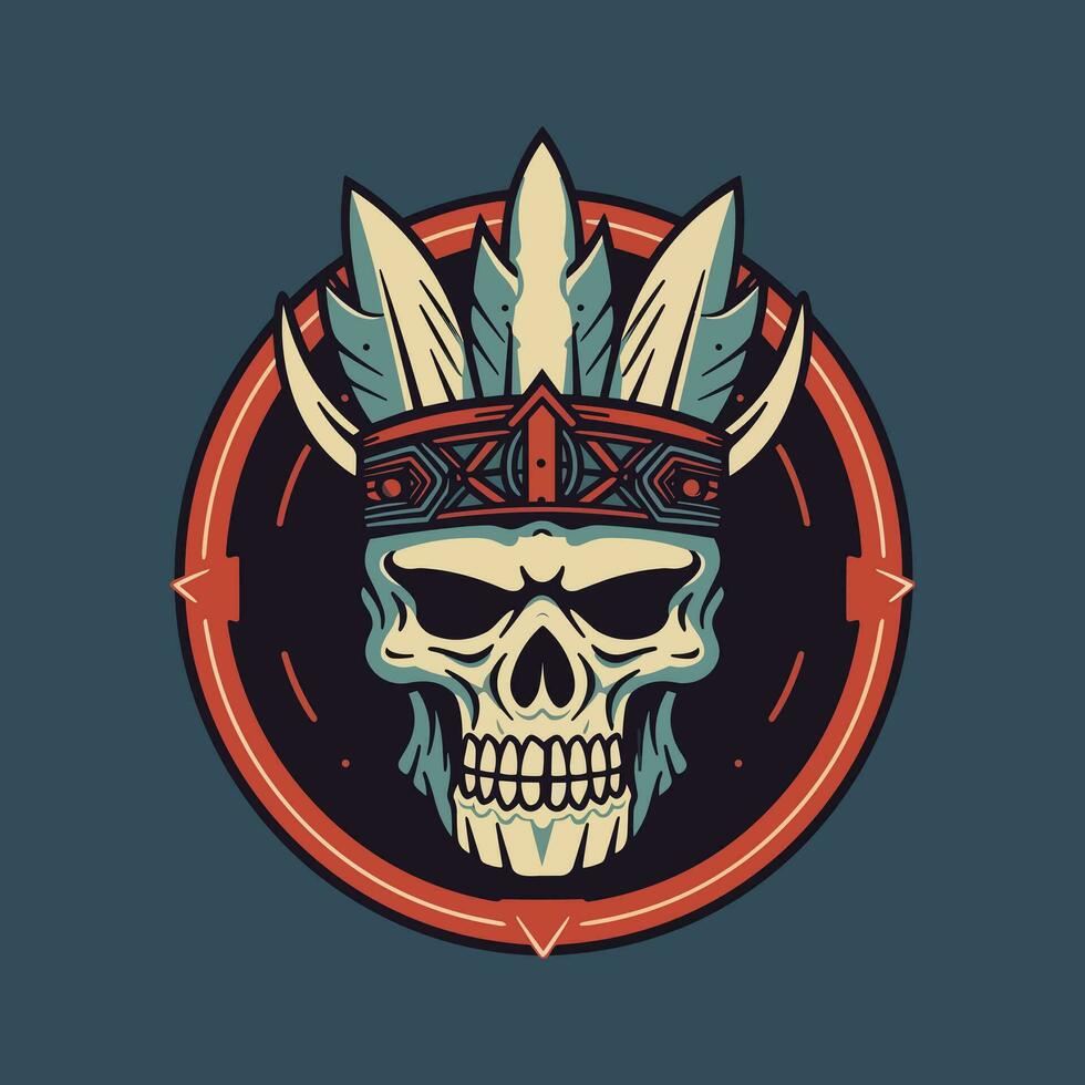 Skull warrior flat design vector clip art illustration