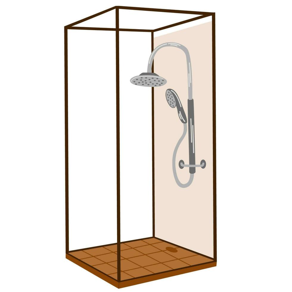 Shower cabin. Home shower stall icon. Vector cartoon icon for web design isolated on white background