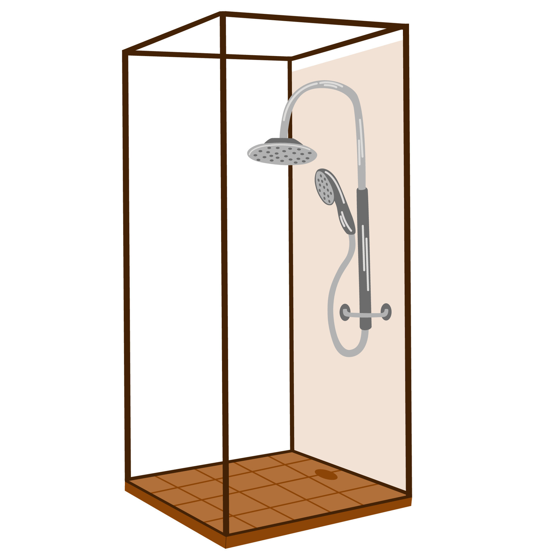 Shower cabin. Home shower stall icon. Vector cartoon icon for web