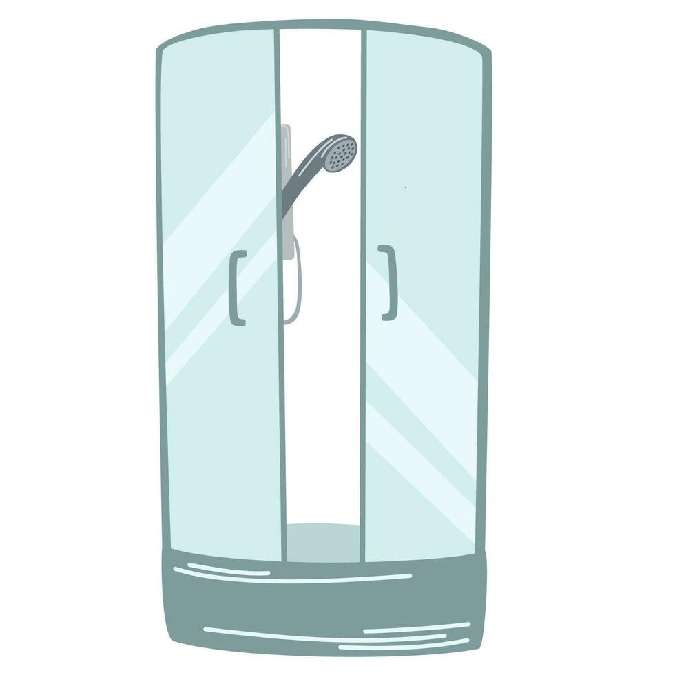 Home shower stall. Bathroom, interior item. Shower cabin Vector cartoon icon for web design isolated on white background