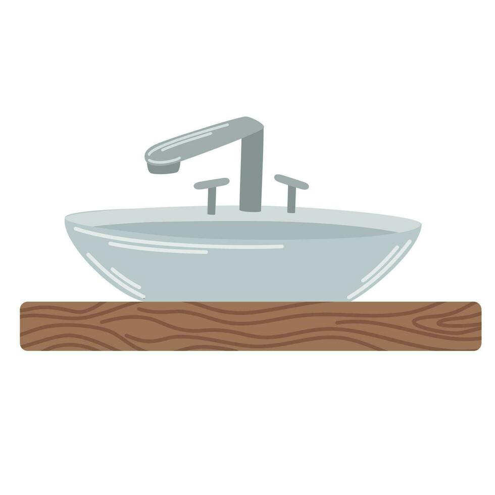 Modern Home sink. Furniture for the toilet, bathroom and kitchen. Vector illustration in flat style isolated on white background
