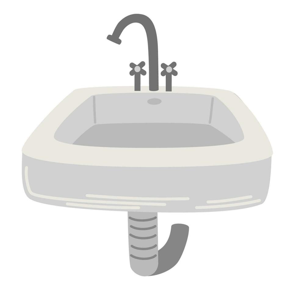 Home sink. Furniture for the toilet, bathroom and kitchen. Vector illustration in flat style isolated on white background