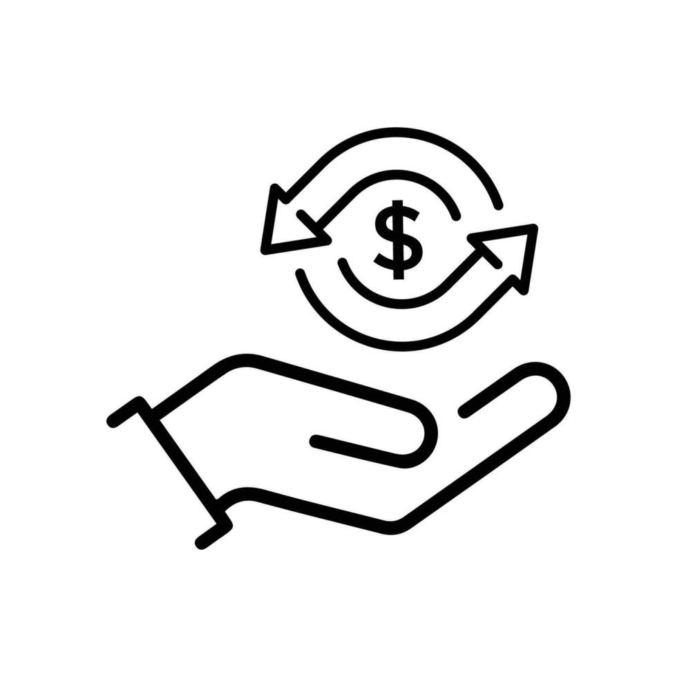 cash back icon, return money, cash back rebate, thin line web symbol on white background vector