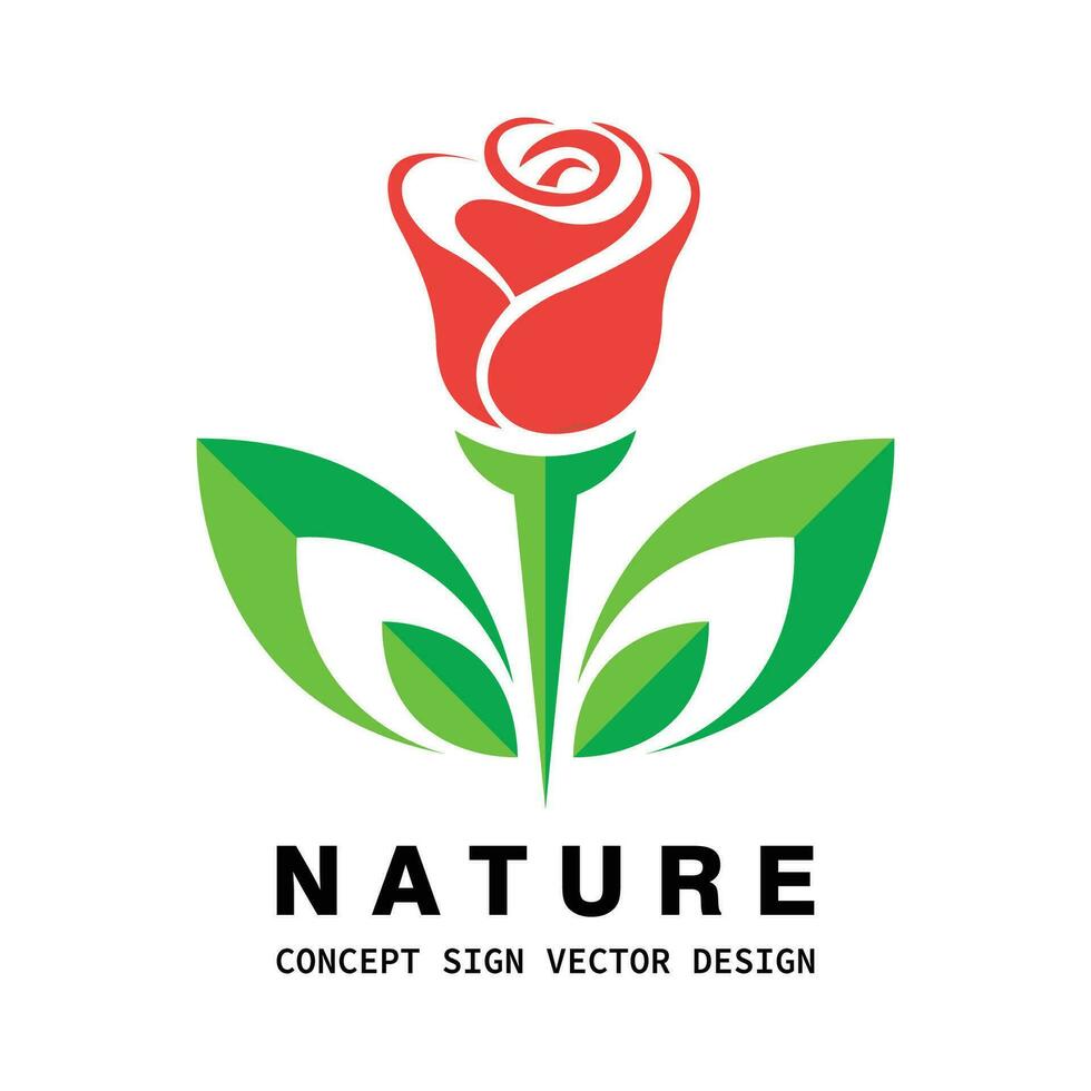 Flower nature concept logo design. Abstract tulip flower green leaves symbol. Health sign. Vector illustration.