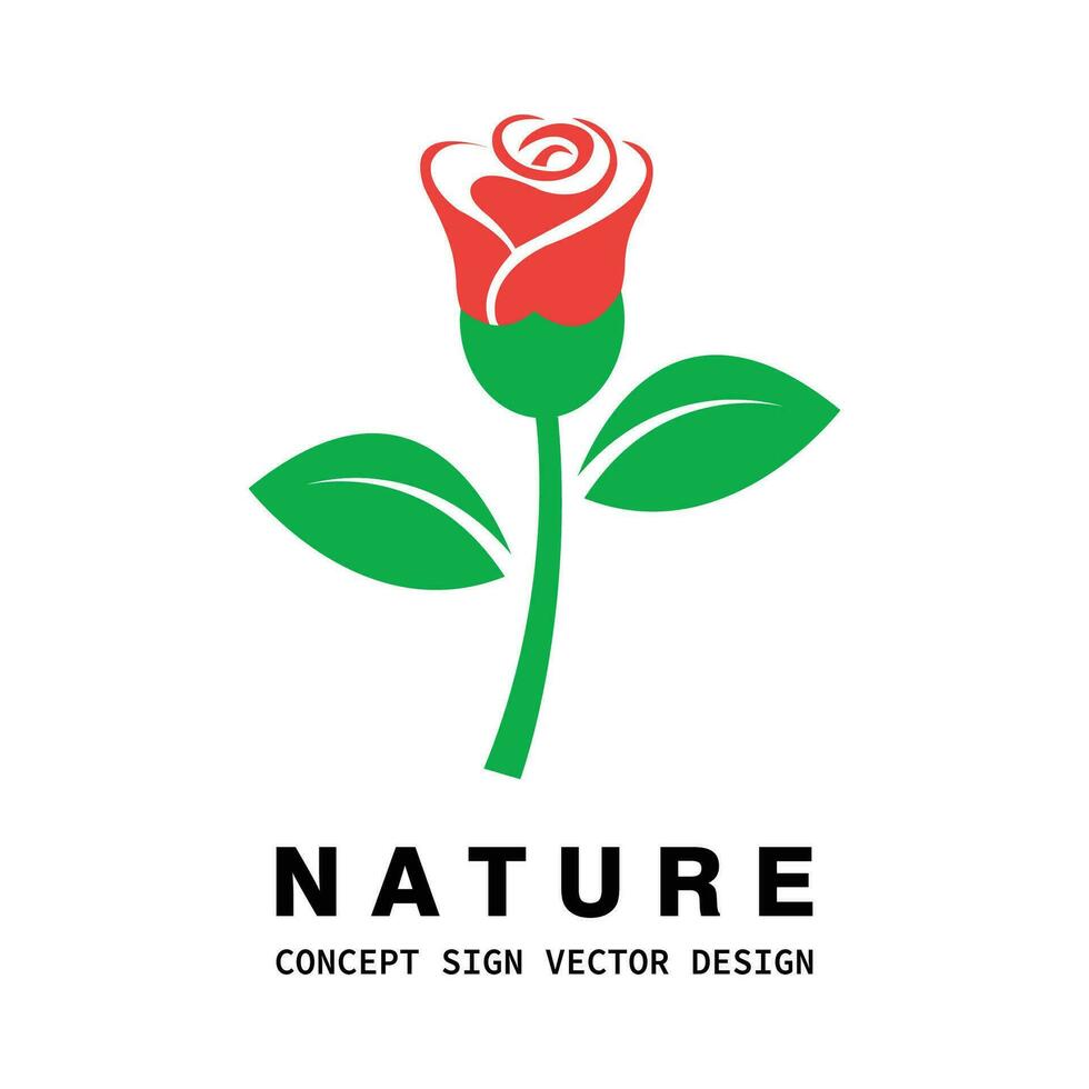 Flower nature concept logo design. Abstract tulip flower green leaves symbol. Health sign. Vector illustration.