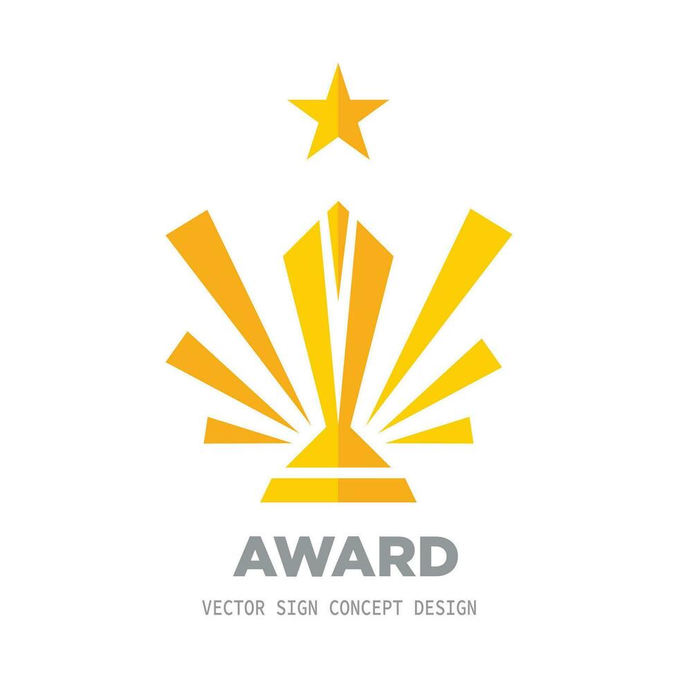 Award winner cup - logo icon on white background vector illustration. Statuette reward championship concept sign. Graphic design element.