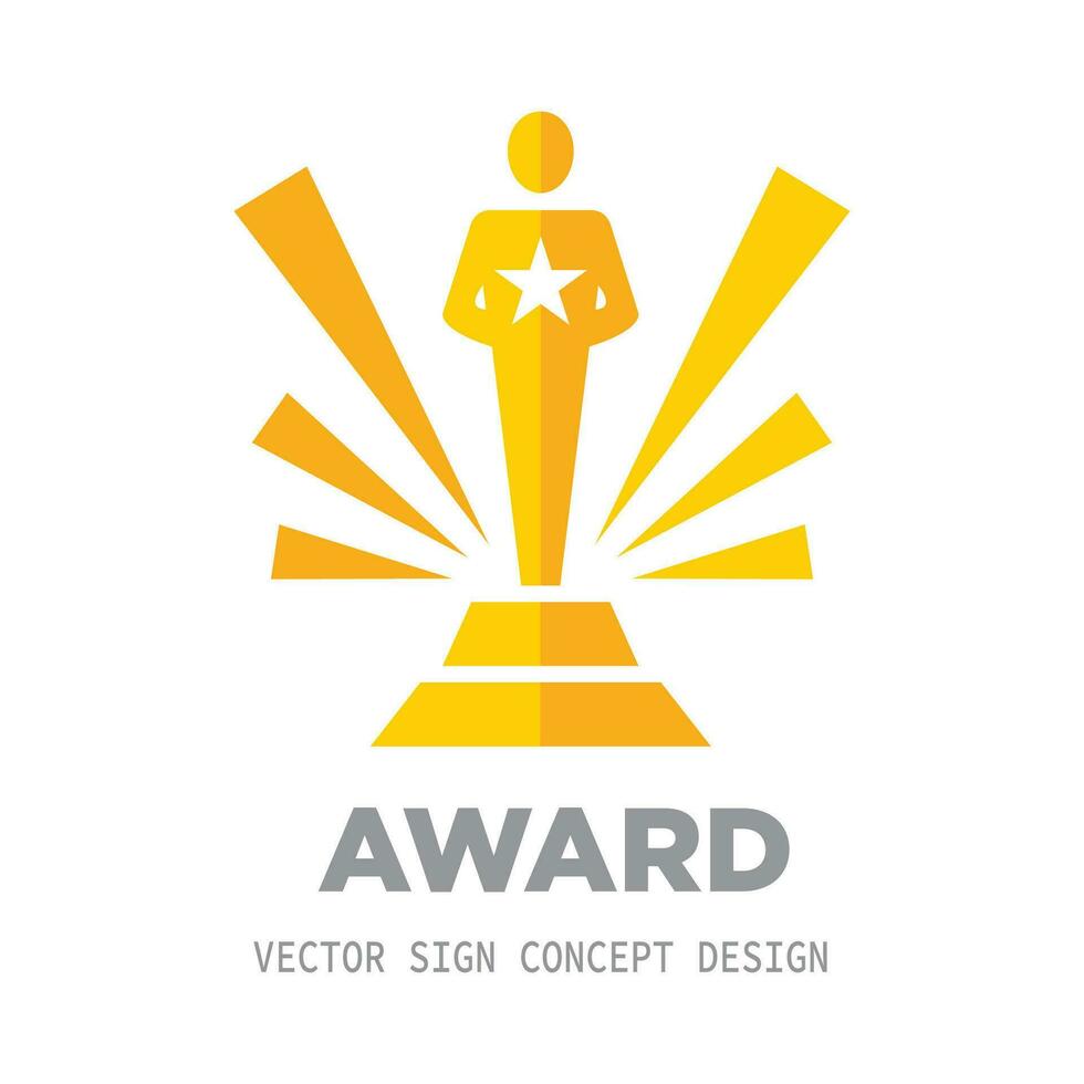 Award winner cup - logo icon on white background vector illustration. Statuette reward championship concept sign. Graphic design element.