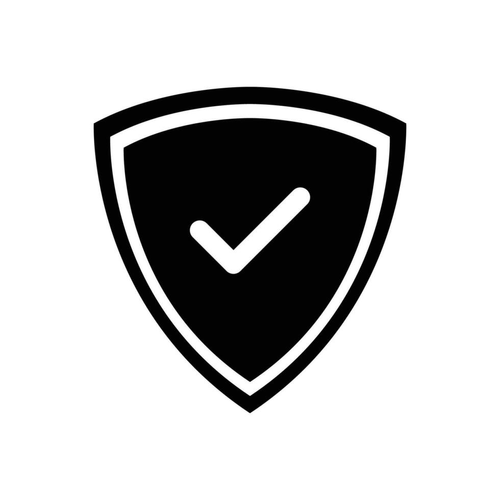 Shield with check mark icon vector. Tick mark approved symbol vector