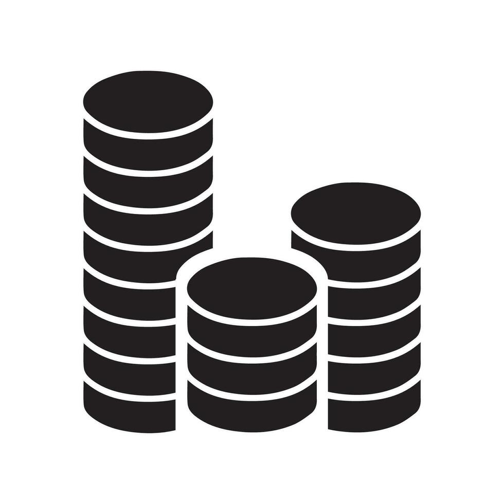 Pile of coins black icon on white vector