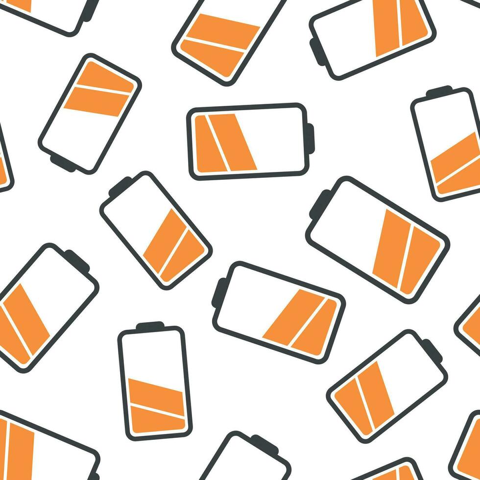 Battery icon seamless pattern background. Business flat vector illustration. Battery charge level sign symbol pattern.