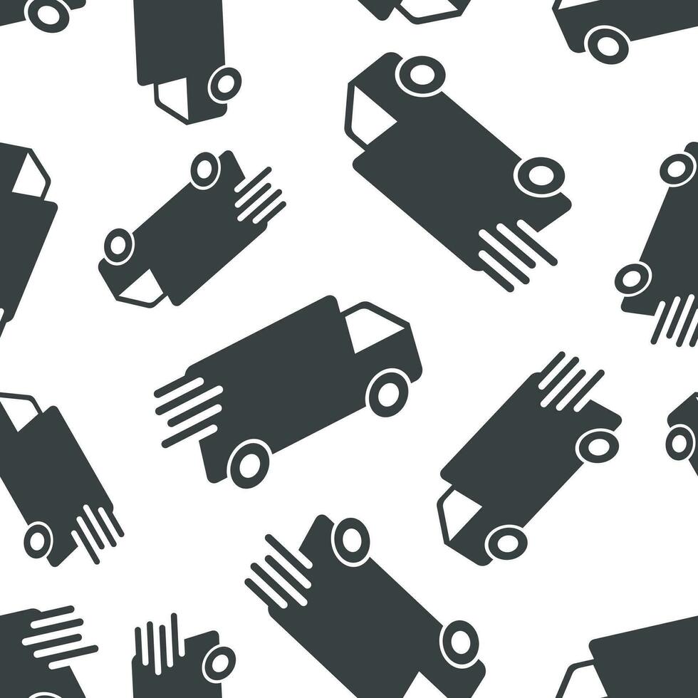 Delivery truck seamless pattern background. Business flat vector illustration. Fast delivery service shipping sign symbol pattern.