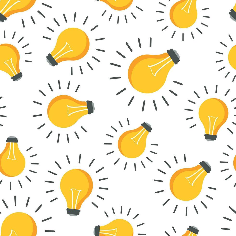 Halogen lightbulb seamless pattern background. Business flat vector illustration. Light bulb sign symbol pattern.
