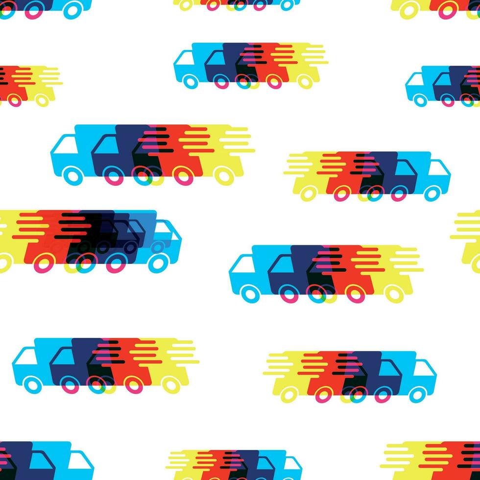 Delivery truck seamless pattern background. Business flat vector illustration. Fast delivery service shipping sign symbol pattern.