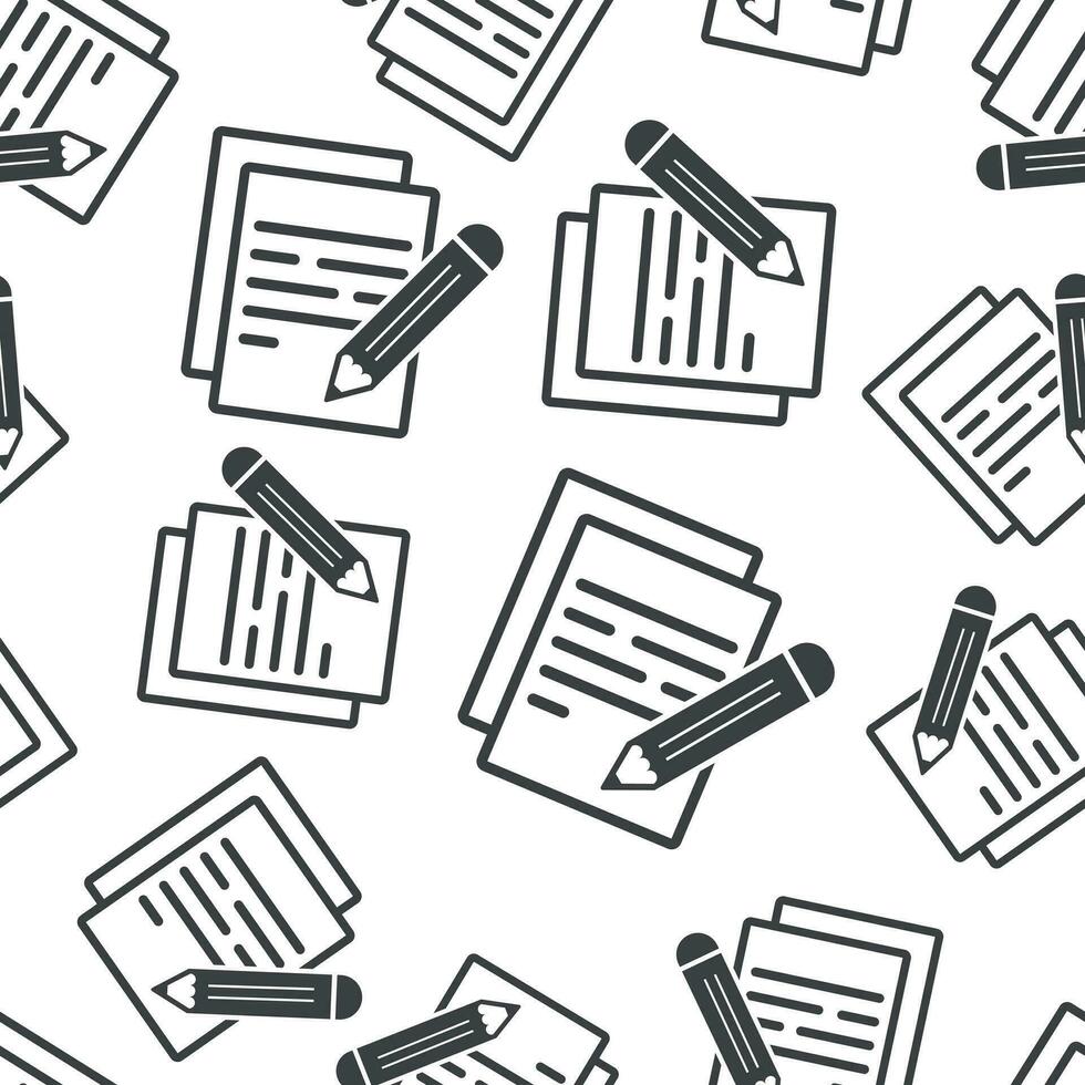 Document with pencil seamless pattern background. Business flat vector illustration. Document concept sign symbol pattern.
