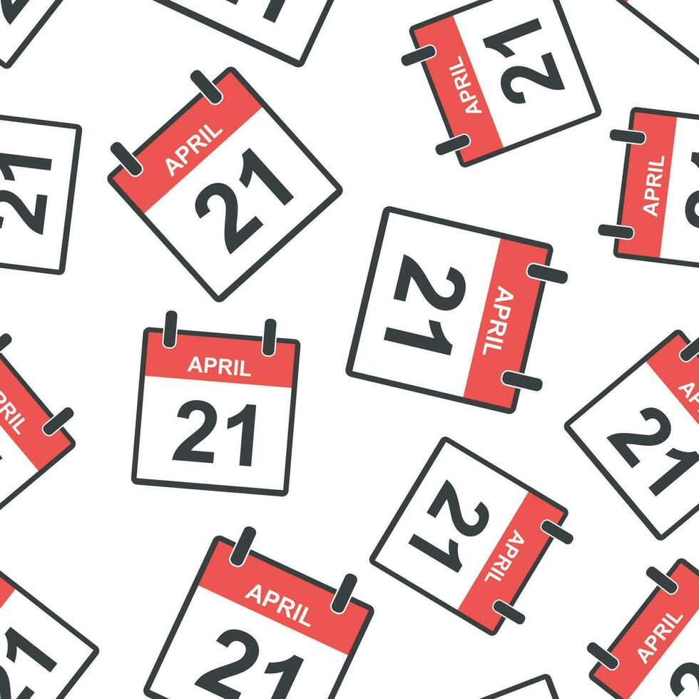 April 21 calendar page seamless pattern background. Business flat
