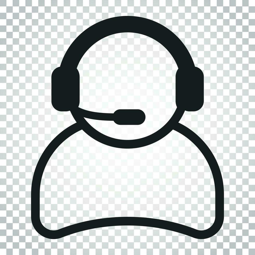 Operator with microphone vector icon. Operator in call center illustration. Simple business concept pictogram on isolated background.