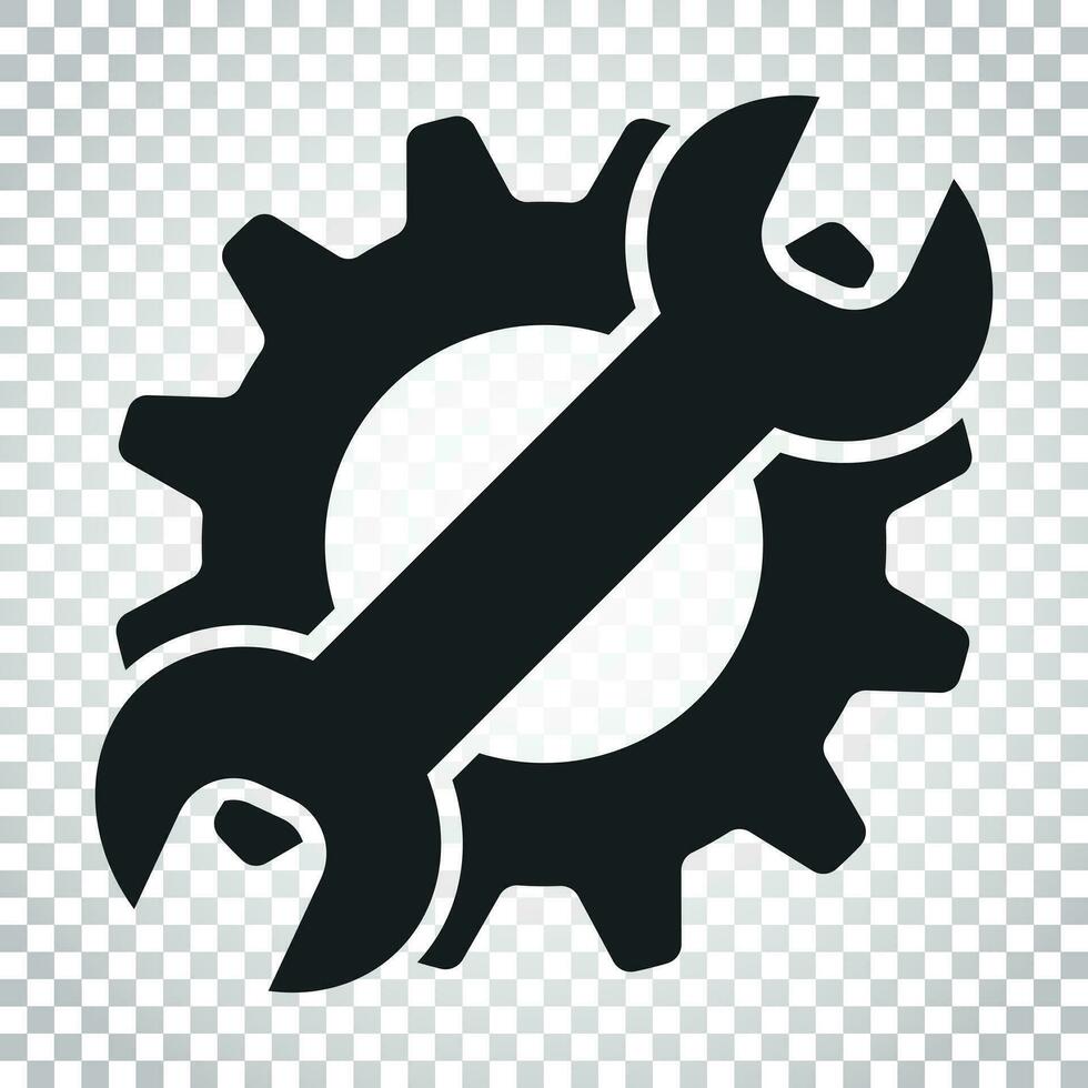 Service tools flat vector icon. Cogwheel with wrench symbol logo illustration. Business concept simple flat pictogram on isolated background.