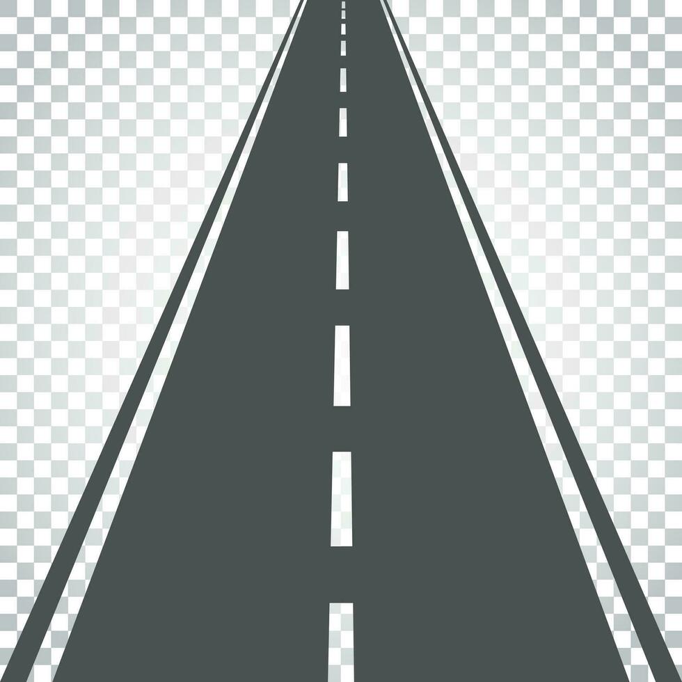 Straight road with white markings vector illustration. Highway road icon. Business concept simple flat pictogram on isolated background.