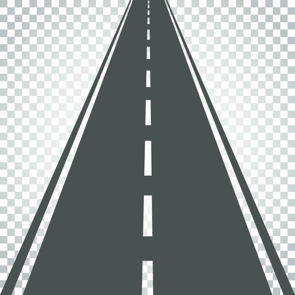 Straight road with white markings vector illustration. Highway road icon. Business concept simple flat pictogram on isolated background.