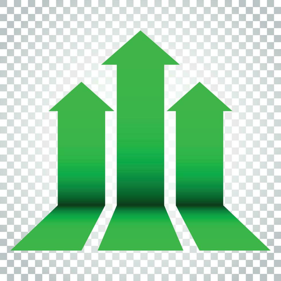 Arrow growing graph vector icon. Progress arrow grow sign illustration. Business concept simple flat pictogram on isolated background.