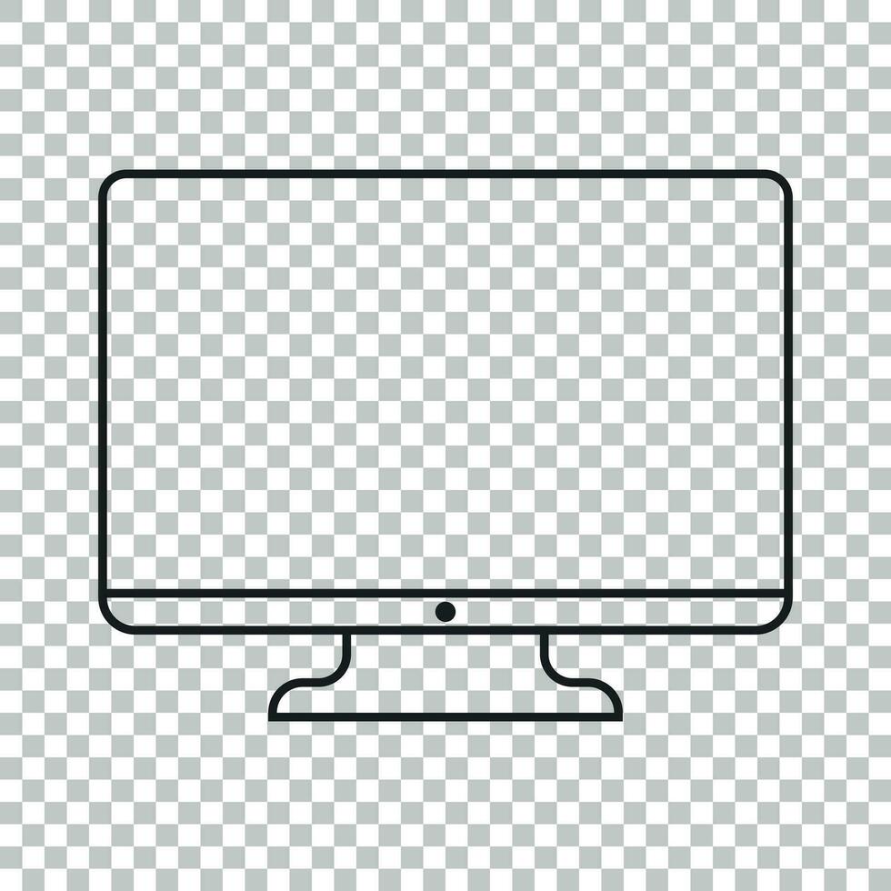 Computer vector illustration in line style. Monitor flat icon. Tv ...