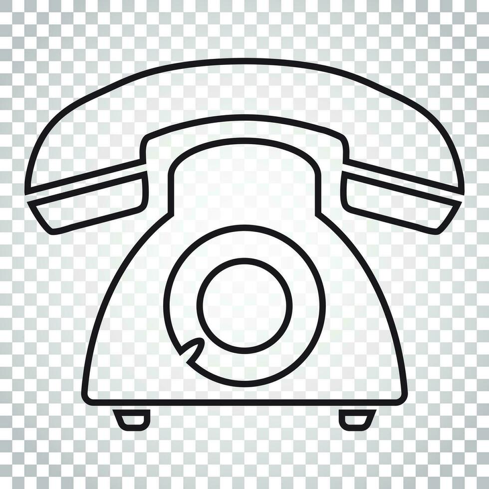 Phone vector icon in line style. Old vintage telephone symbol illustration. Simple business concept pictogram on isolated background.