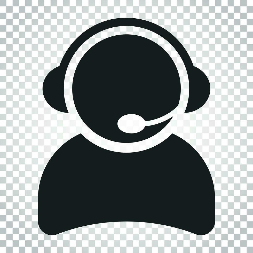 Operator with microphone vector icon. Operator in call center illustration. Simple business concept pictogram on isolated background.