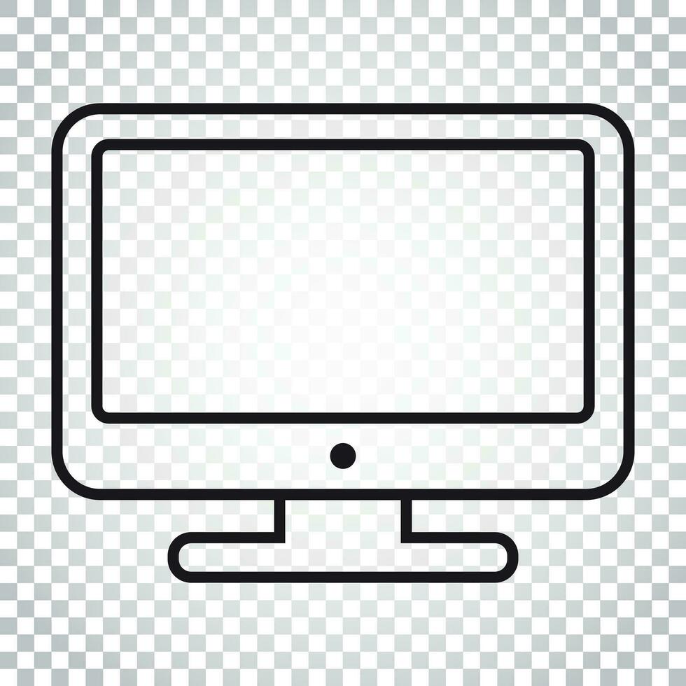 Computer vector illustration in line style. Monitor flat icon. Tv symbol. Simple business concept pictogram on isolated background.