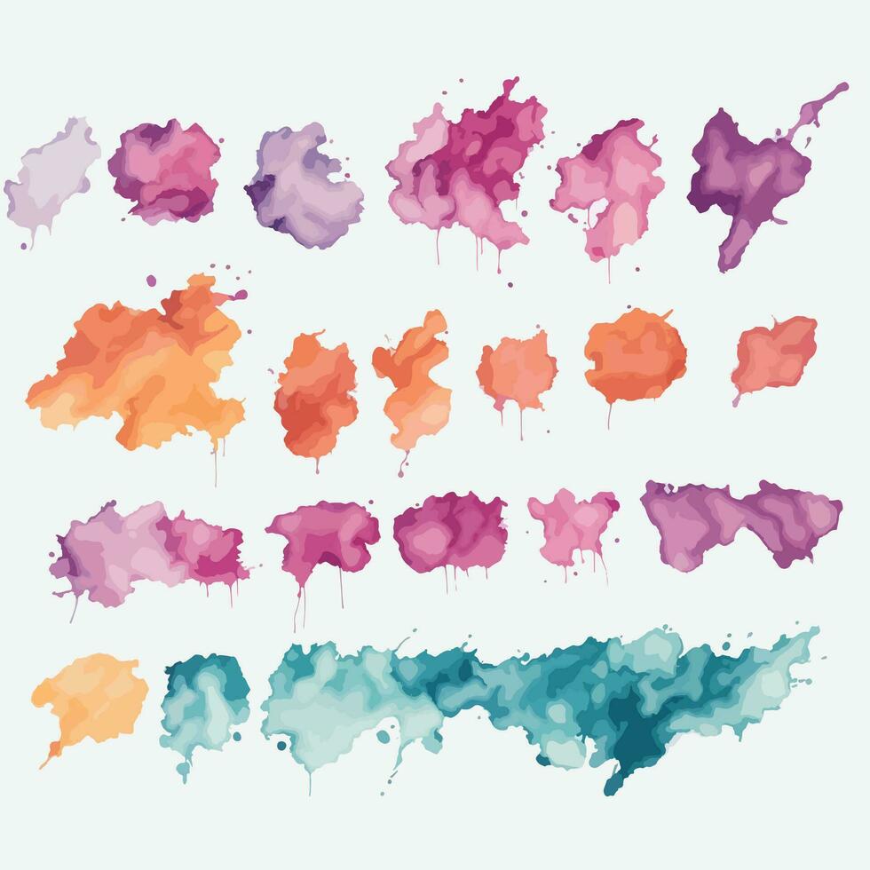 Vibrant Watercolor Splatter Stains vector