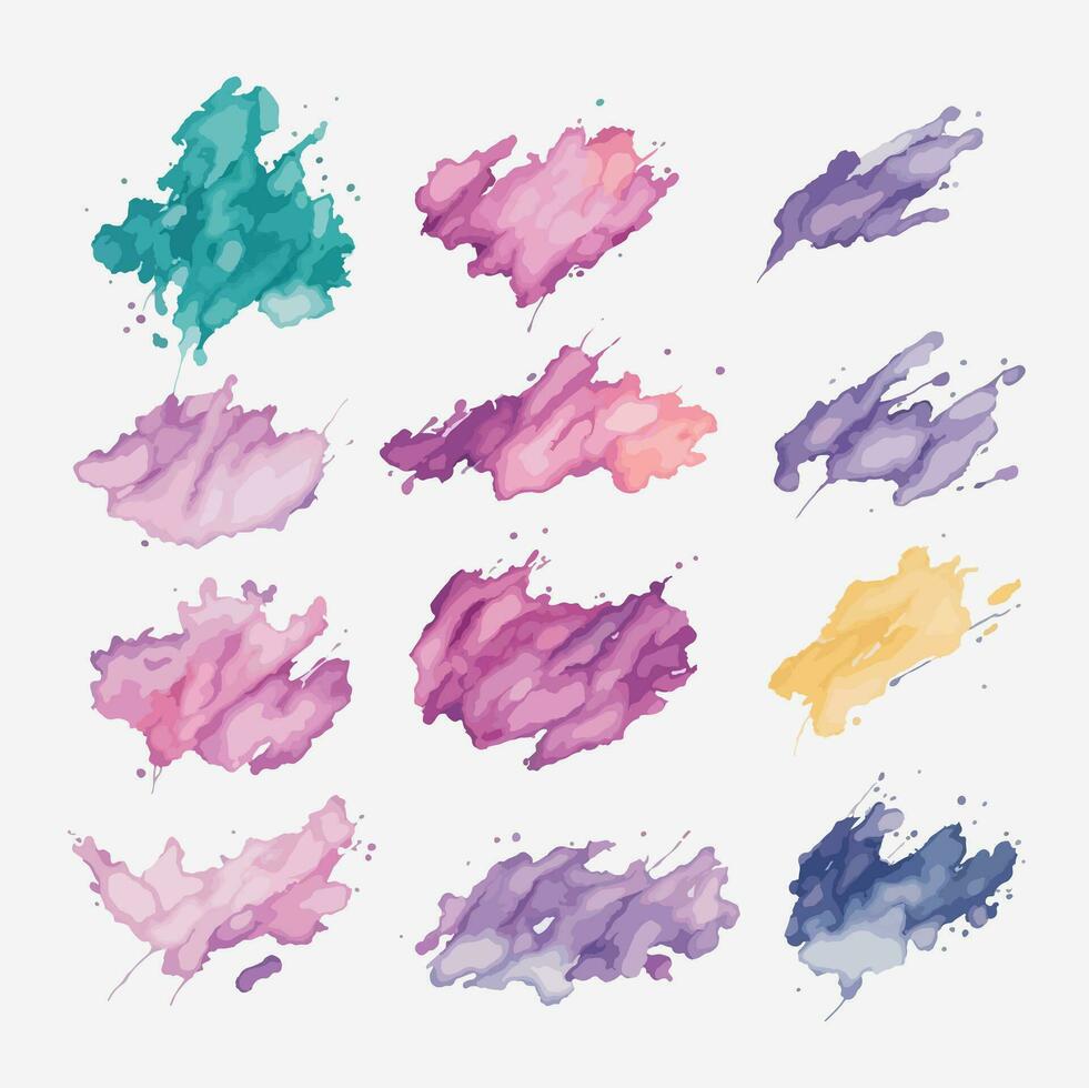 Vibrant Watercolor Splatter Stains vector