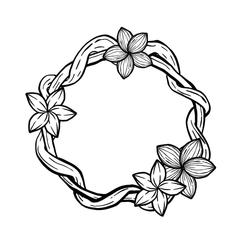 Flowers Circle Vine Frame. Vector illustration for decorate logo, text, greeting cards and any design.