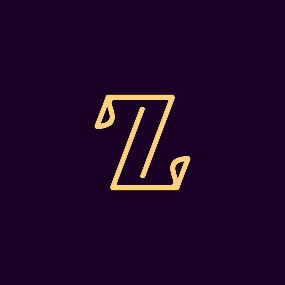 Letter Z illustration, line art vector, logo Z Gold vector