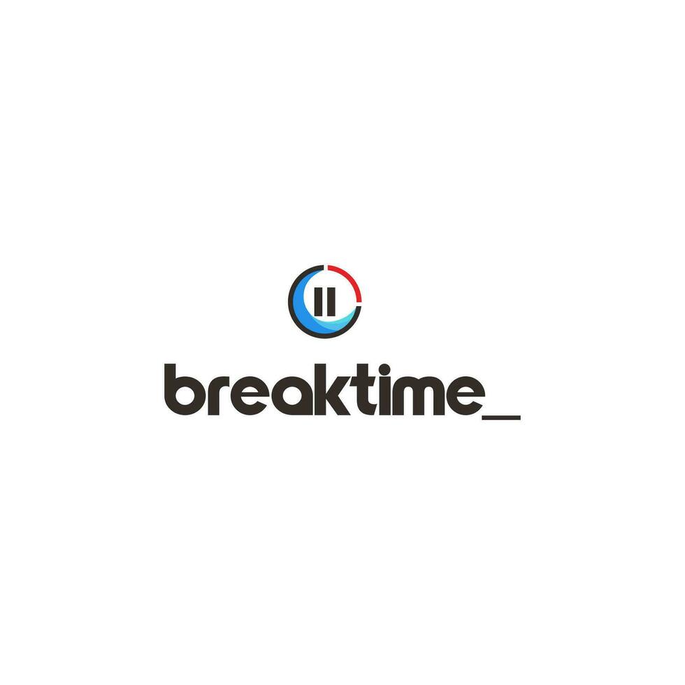 Break time logo with pause button vector