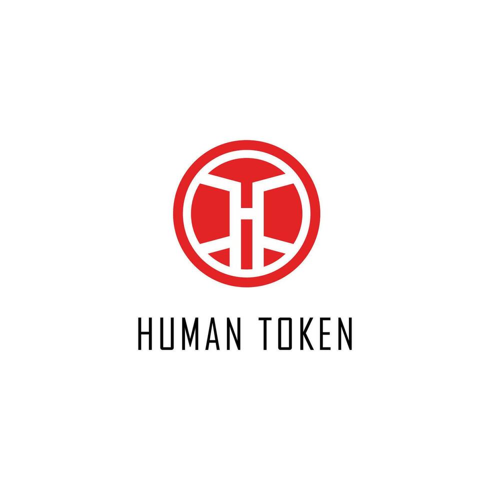 Human Token Crypto Symbol Logo Red Sign Technology Icon Design vector