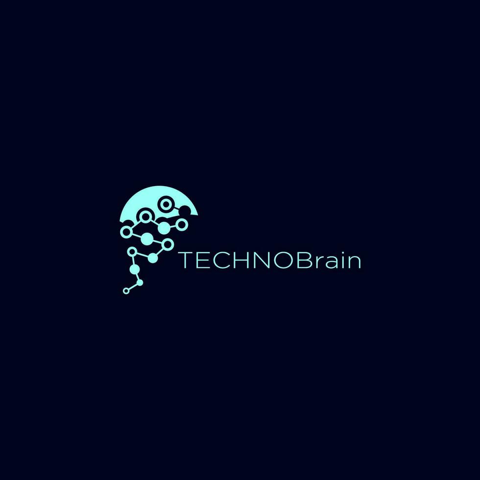 Futuristic modern and techno brain vector logo template