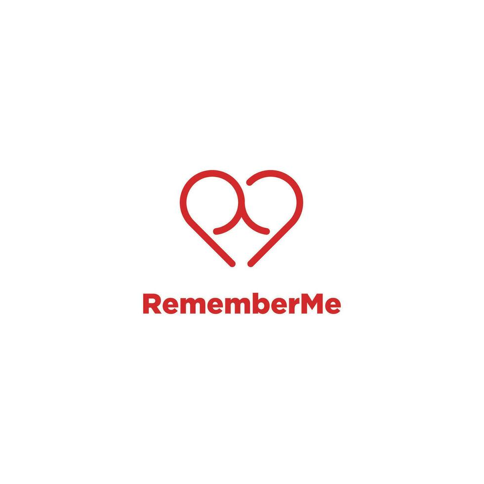 Abstract love logo design template, heart symbol with line art style. Remember Me vector