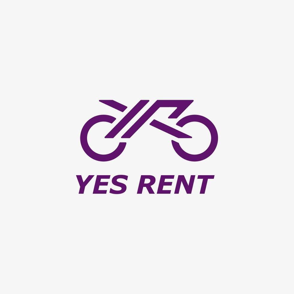 Bicycle shop vector illustration icon. Bike rental, service or store logo letter Y and R Isolated