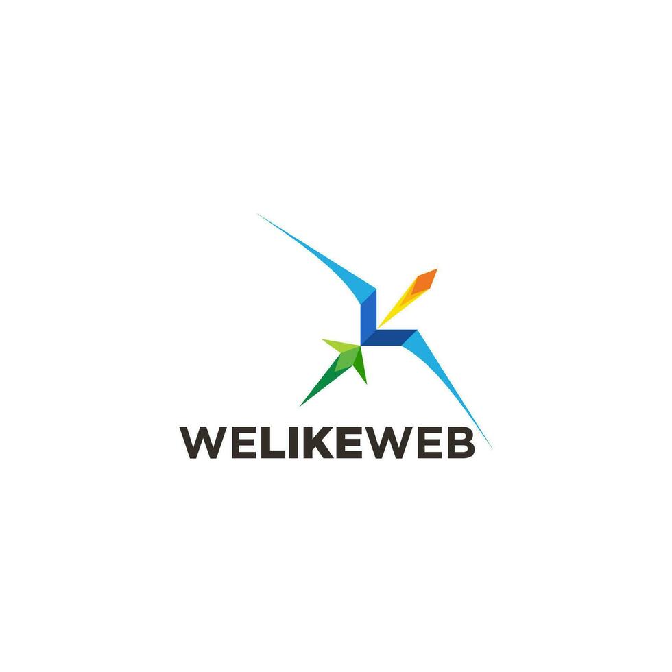 W Letter Technology Logo Colorful Triangle Pattern Design. W Letter Logo Design Template. vector