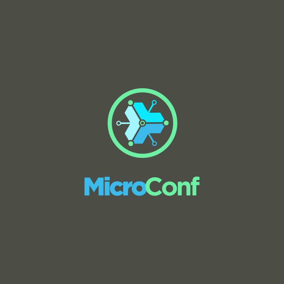 Logo Micro futuristic, sophisticated and techy style. A simple but eye-catching logo, that is very suitable for technology companies such as cryptocurrencies, internet, computers, AI vector