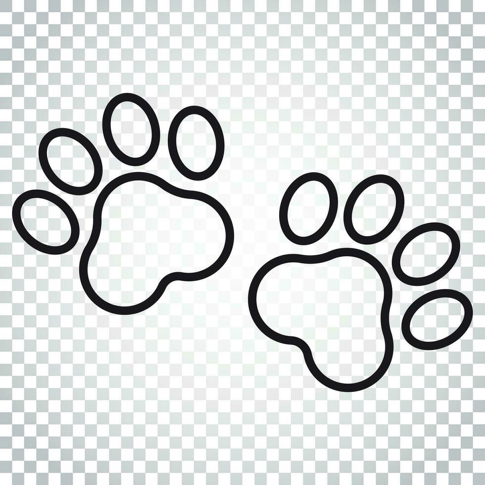 Paw print vector icon in line style. Dog or cat pawprint illustration. Animal silhouette. Simple business concept pictogram on isolated background.