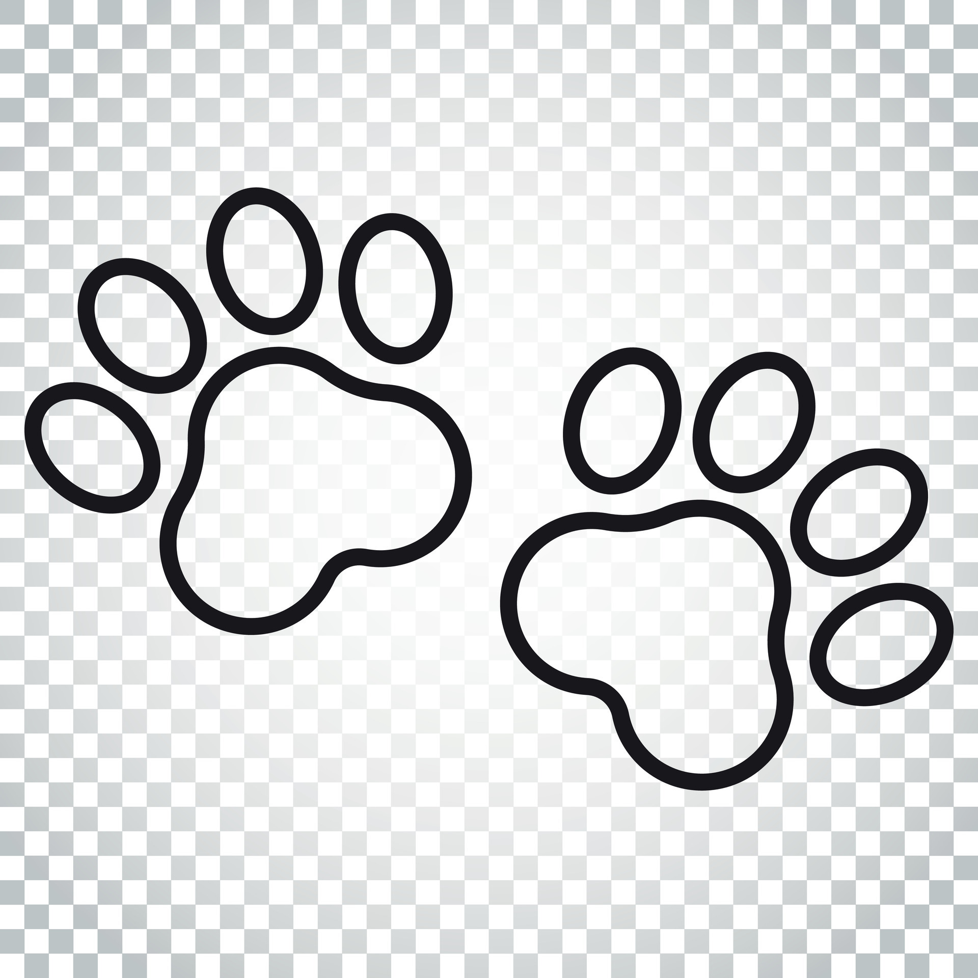 Paw print vector icon in line style. Dog or cat pawprint illustration