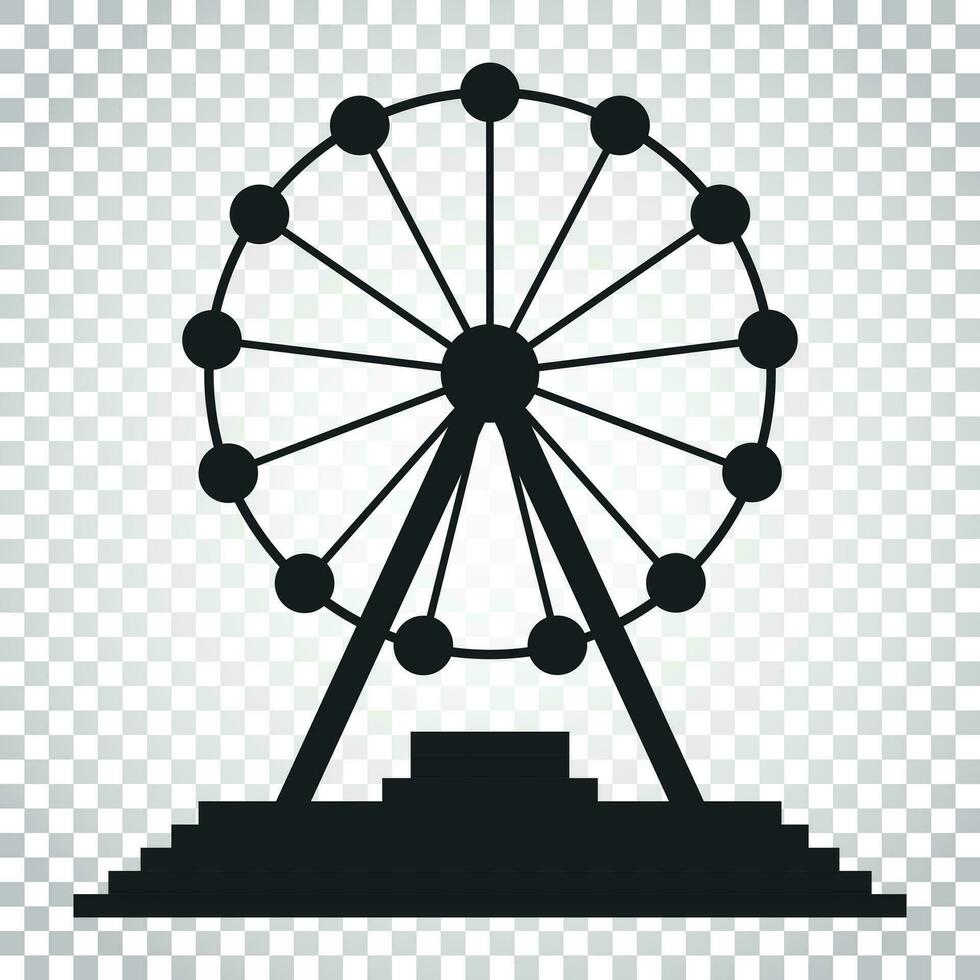 Ferris wheel vector icon. Carousel in park icon. Amusement ride illustration. Simple business concept pictogram on isolated background.