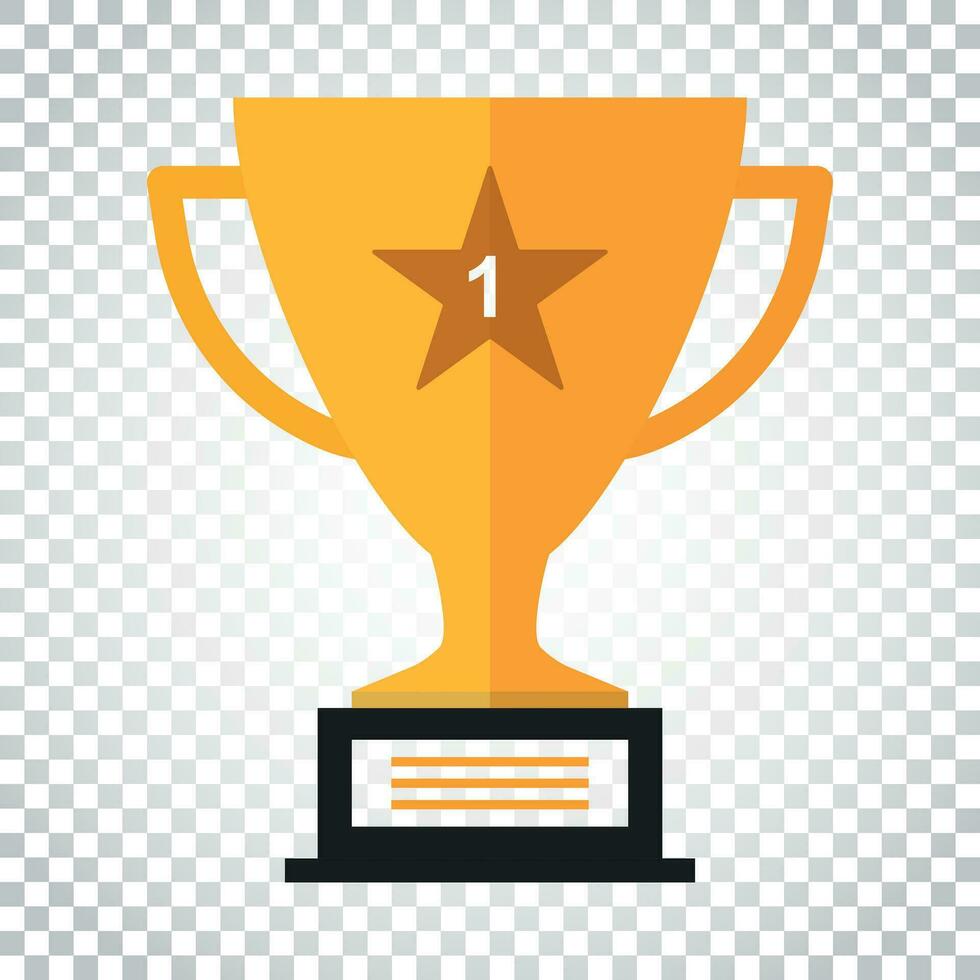 Trophy cup flat vector icon. Simple winner symbol. Gold illustration on isolated background. Simple business concept pictogram.