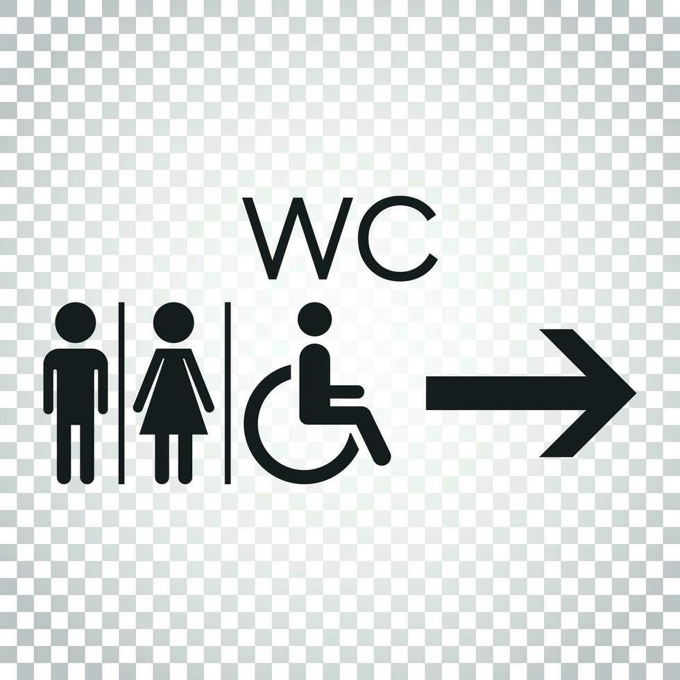 WC, toilet flat vector icon . Men and women sign for restroom on isolated background. Simple business concept pictogram.