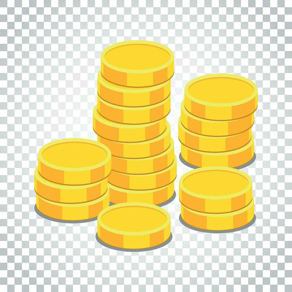 Money icon on isolated background. Coins vector illustration in flat style. Icons for design, website. Simple business concept pictogram.