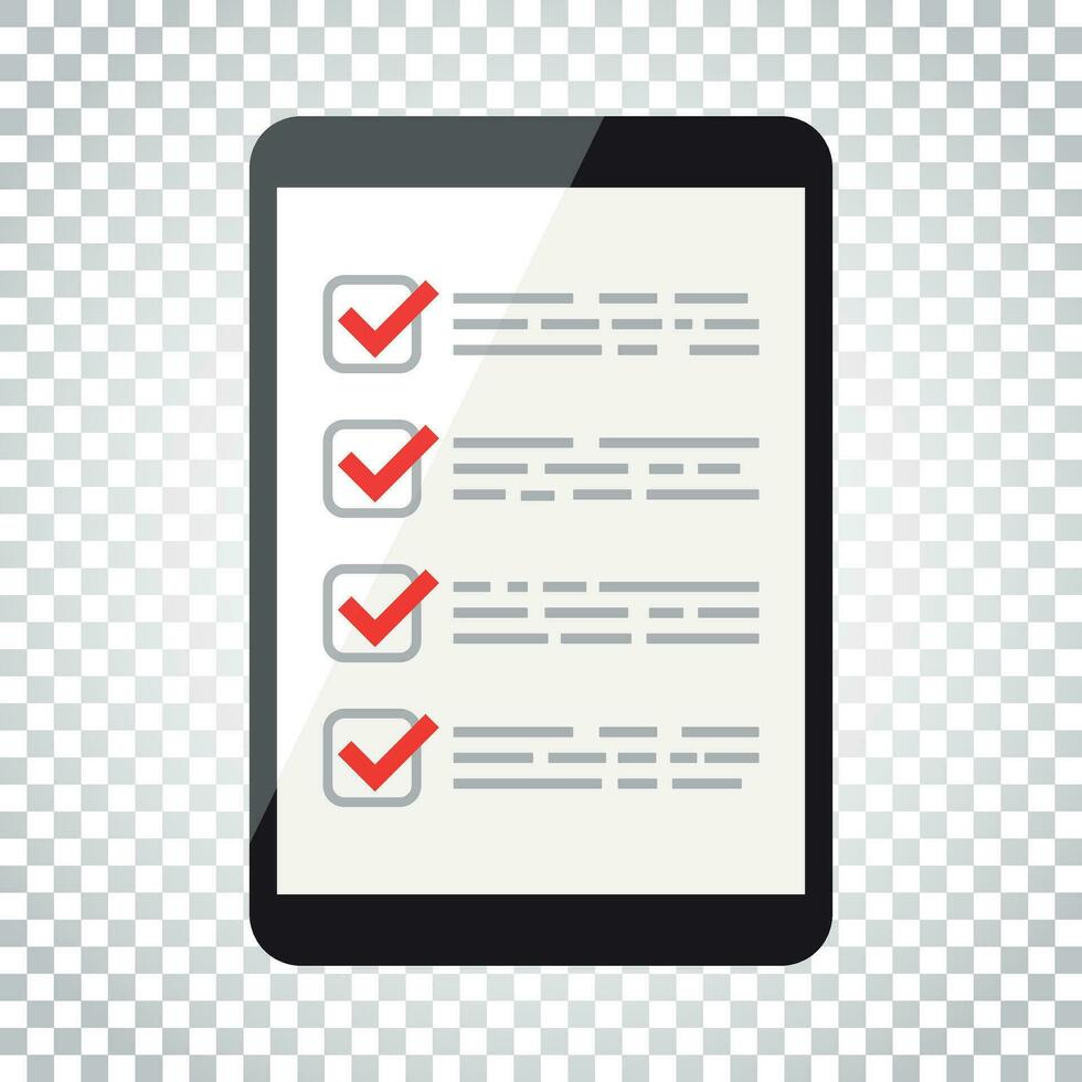 Businessman checklist with tablet. Check list icon flat vector illustration. Simple business concept pictogram.