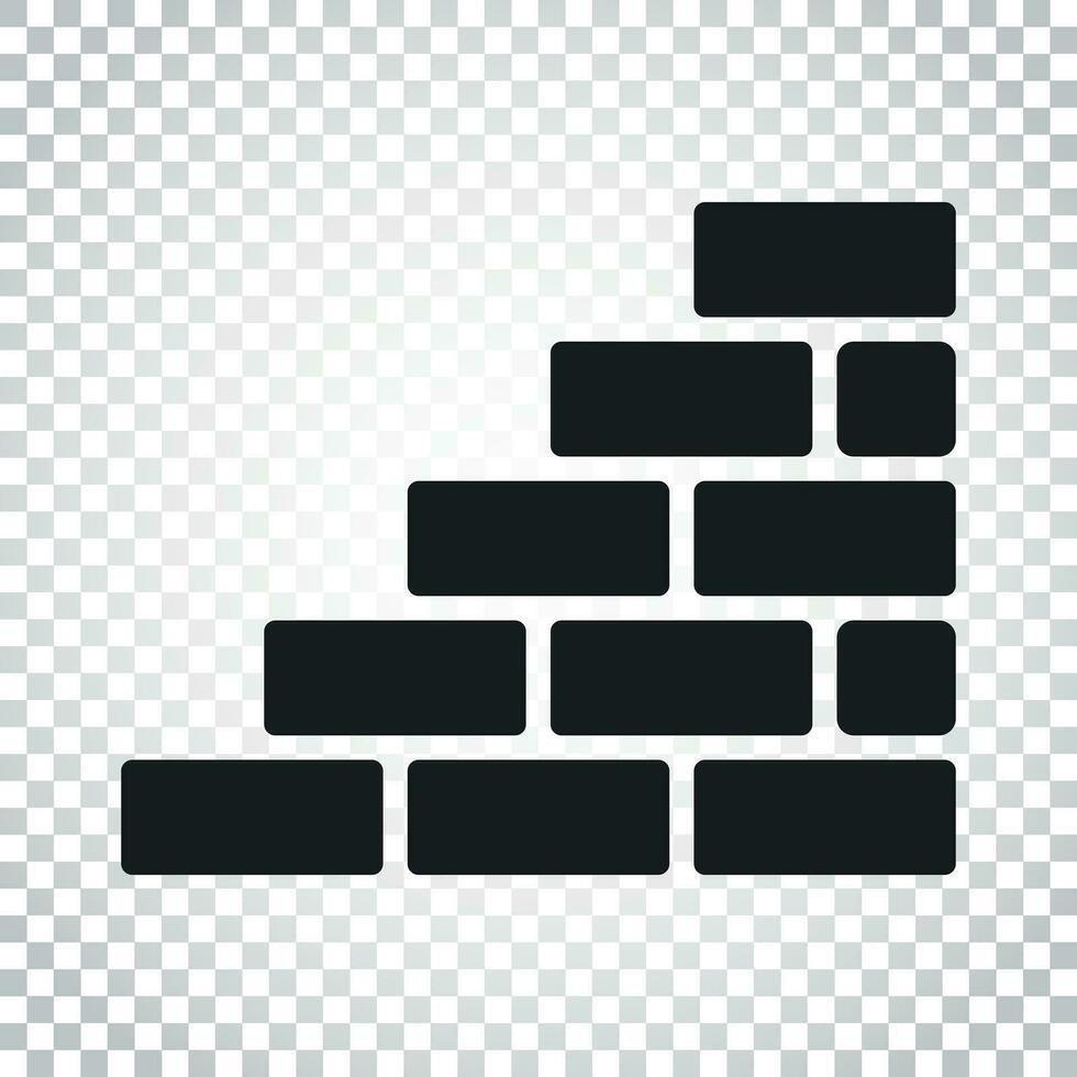 Wall brick icon in flat style on isolated background. Wall symbol illustration. Simple business concept pictogram. vector