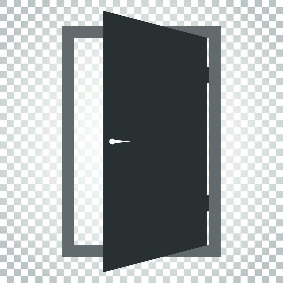 Door vector icon. Exit icon. Open door illustration. Simple business concept pictogram on isolated background.