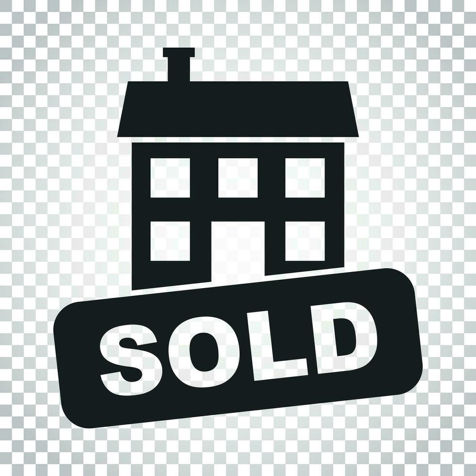 Sold house icon. Vector illustration in flat style on isolated background. Simple business concept pictogram.