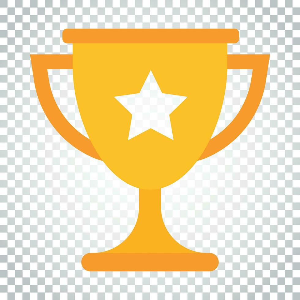 Trophy cup flat vector icon. Simple winner symbol. Gold illustration on isolated background. Simple business concept pictogram.